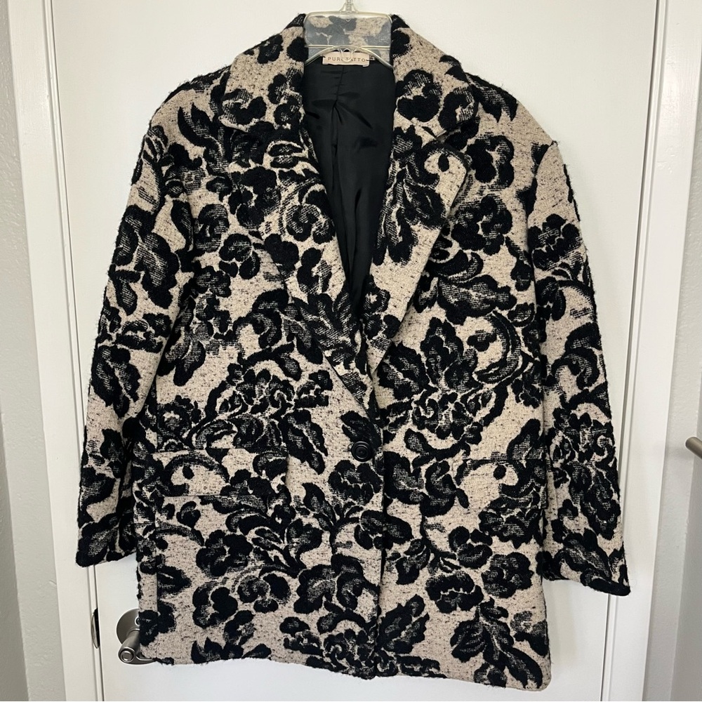 Purotatto Italian Black Floral Women's Blazer Sz M